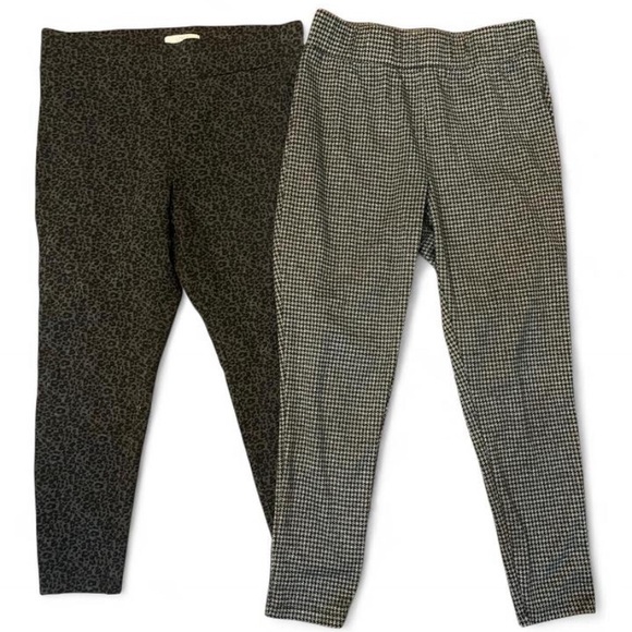 LOFT Bundle Women's Black and Gray Patterned Leggings size large - Picture 1 of 3